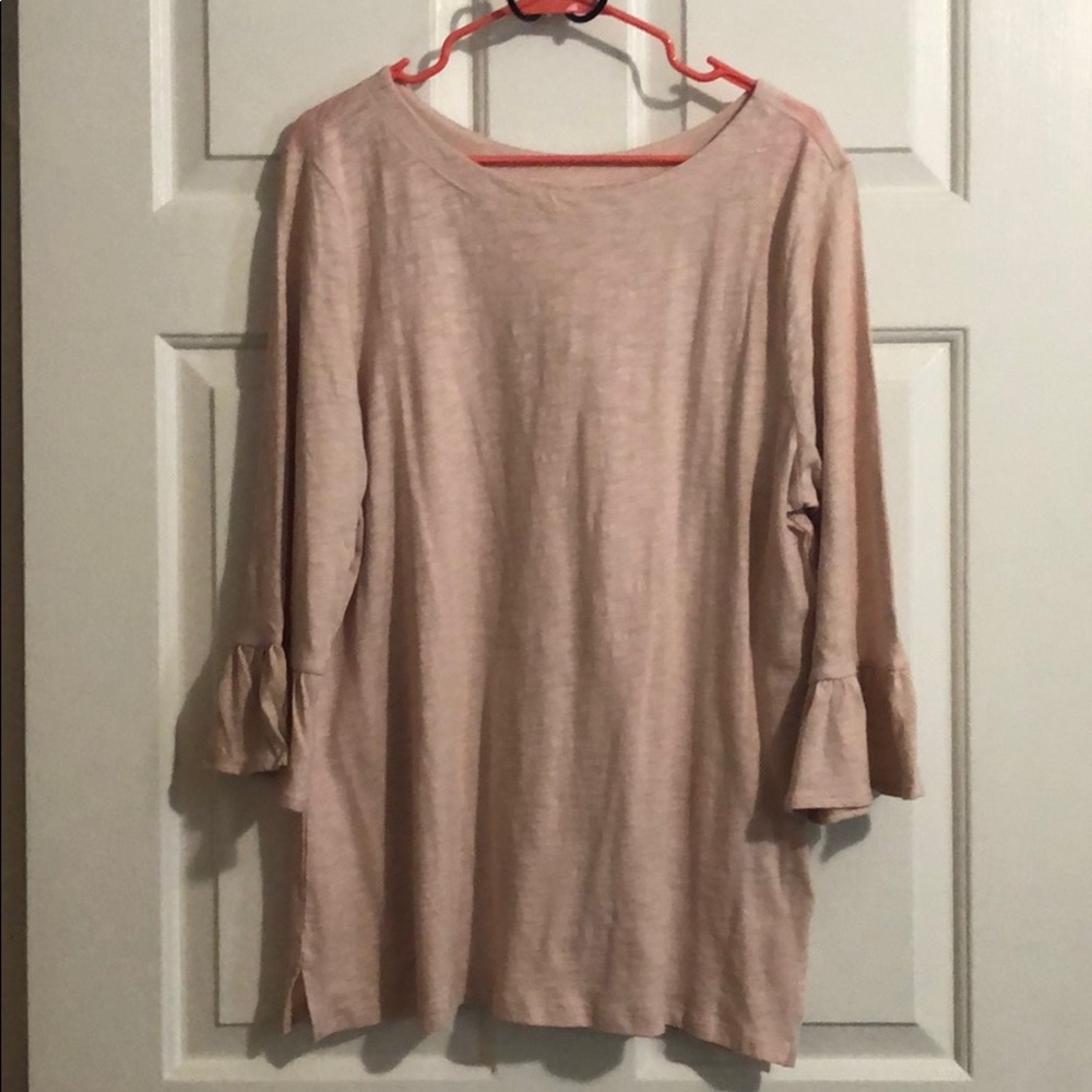 Old Navy 3/4 Ruffle Sleeve Blush Pink Top XL NWT